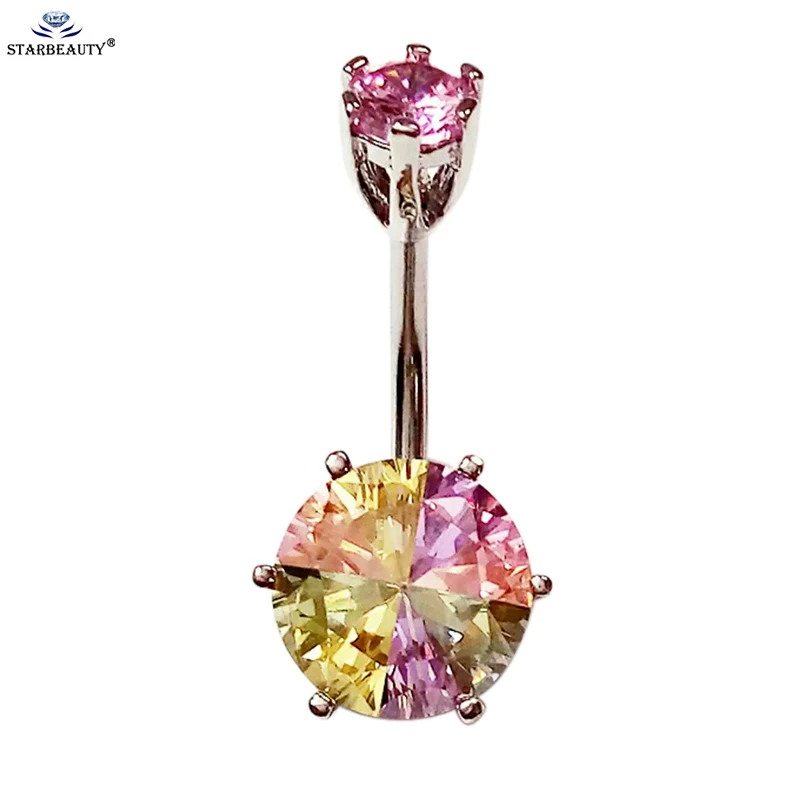 Starbeauty сверкающий пирсинг для пупка AAA из циркония хирургическая сталь 316L 14 г