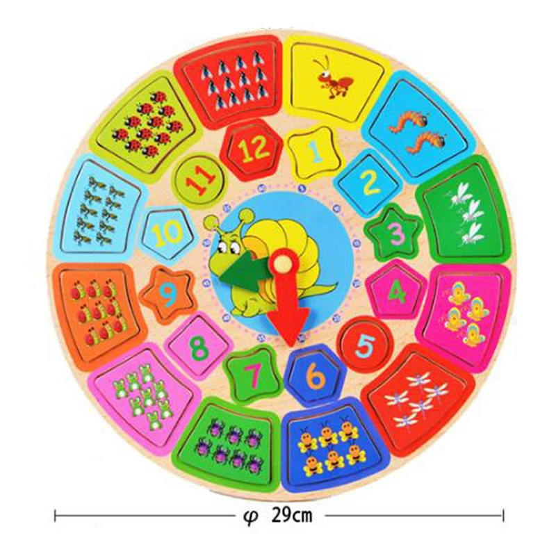 Мульти-функциональный деревянный раннего образования Познавательная часы для детей инструмент для демонтажа будильники в виде геометрических фигур вечерние головоломки