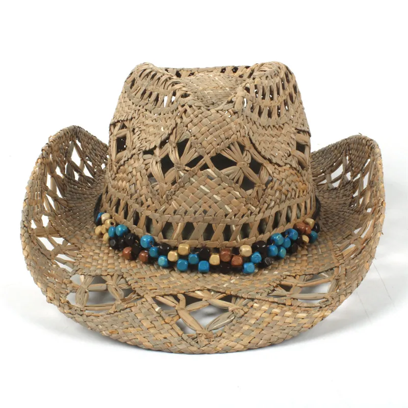 100 Natural Straw Cowboy Hat Women Men Handmade Weave Cowboy Hats...