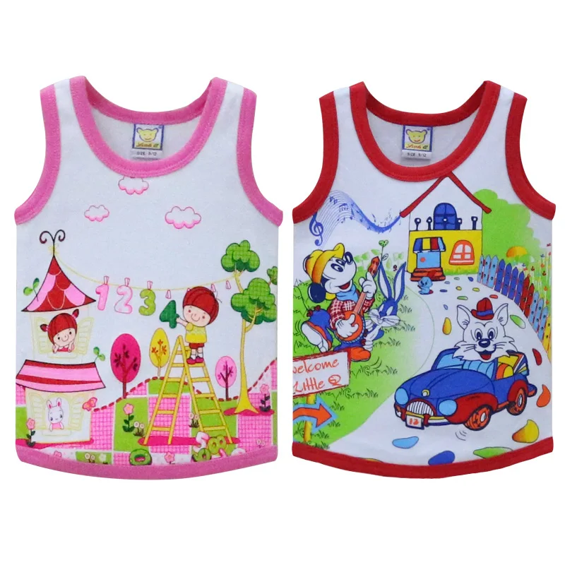 Детские топы для детей 2-4 лет; рубашки без рукавов из хлопка; разных цветов - Цвет: 2StyleD10