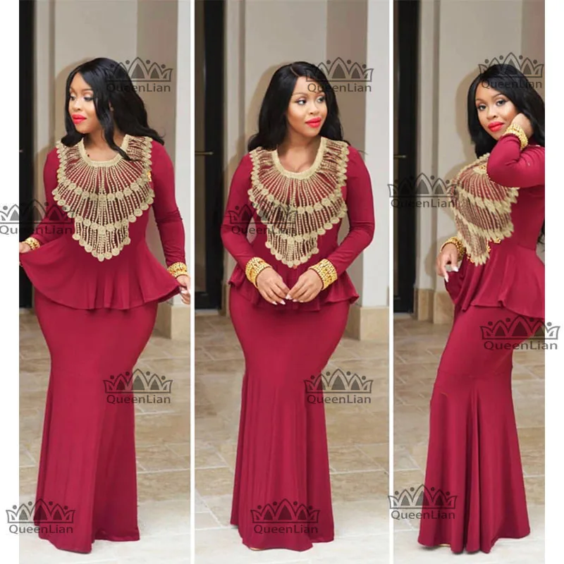 

African Embroidery Design Long Dress Big Elastic Dashiki For Lady GL03#