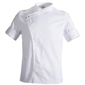 

Poly Cotton Short Sleeve Shirt Hotel Restaurant Chef Kitchen Catering Uniform Barista Bistro Diner Baker Bartender Work Wear B72