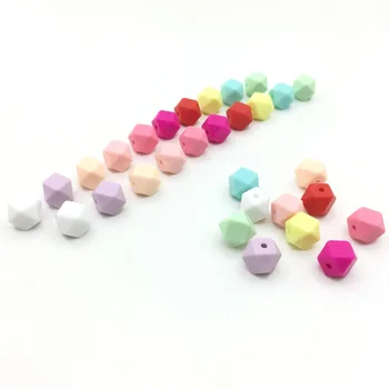 

100pc 11-13-17mm hexagon Loose Silicone Beads for Teething Necklace Silicone Teething Beads For Baby Teether BPA Safe Loose Bead