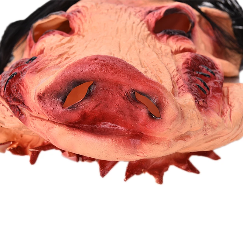 Saw Adult Animal Scary Masks Pig Head with Black Hair Silicon Masks Halloween Party for Full Head Cosplay Costume Moive Tools Saw Adult Animal Scary Masks Pig Head with Black Hair Silicon Masks Halloween Party for Full Head Cosplay Costume Moive Tools