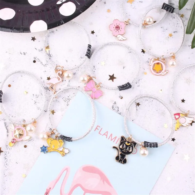

Anime Card Captor Sakura Sailor Moon Cosplay Accessories Headwear Cute Girl Partysu Bowknot Cerberus Rubber Hair Band