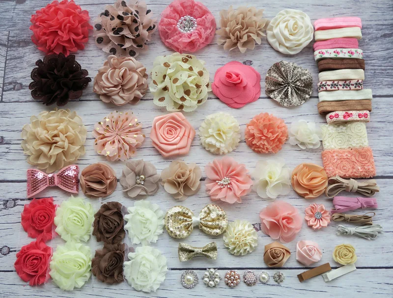 

Shower Headband Station Kit, DIY Headband Making Kit,First Birthday Party Headband Kit,Hair Bow Kit ,shabby flowers,Diy S32