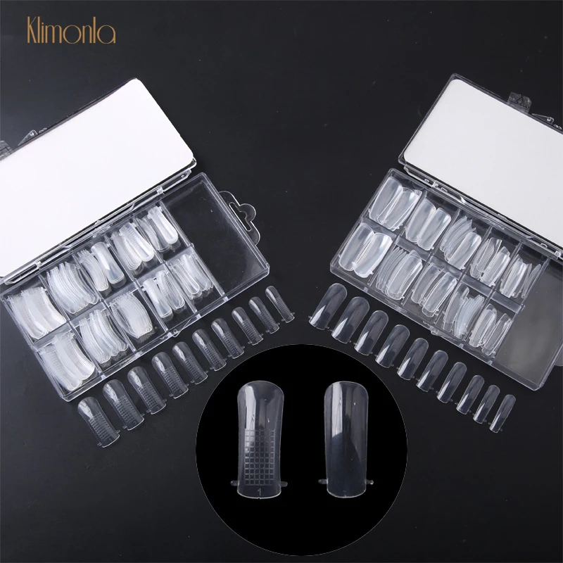

100pcs/box Professional Transparent False Nail Extension Tips French Acrylic Fake Nails Full Cover Nail Art Medal Tools