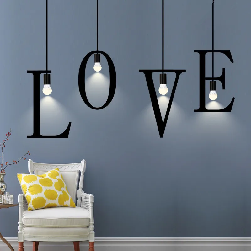 

Creative ABCDEFGH New Letters Wrought Iron Vintage Pendant Lights 26 English Alphabet Hanging Lamp for Loft Cafe Bar Restaurant
