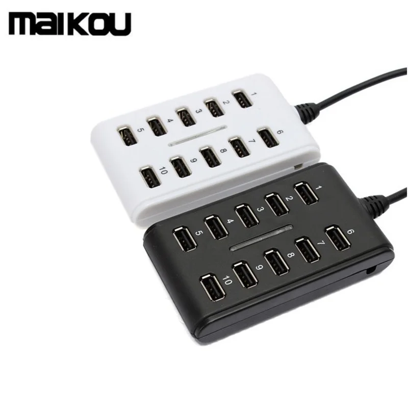 

Maikou USB2.0 Hub 10 Ports High Speed 480 Mbps Multi Personal Computer USB HUB Portable USB Splitter For PC laptop