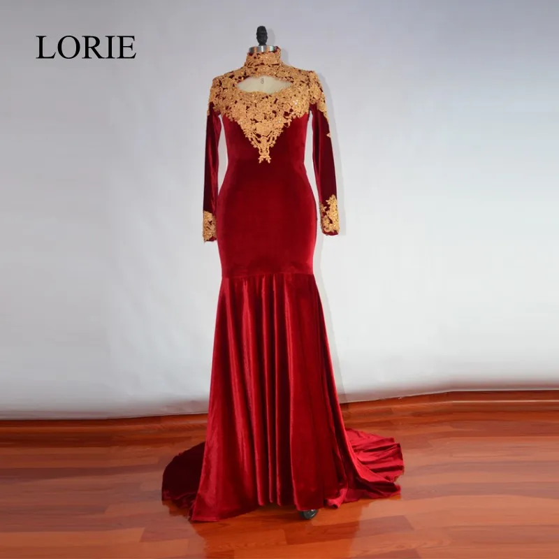 Burgundy Mermaid Long Sleeve Prom Dresses 2017 Dubai