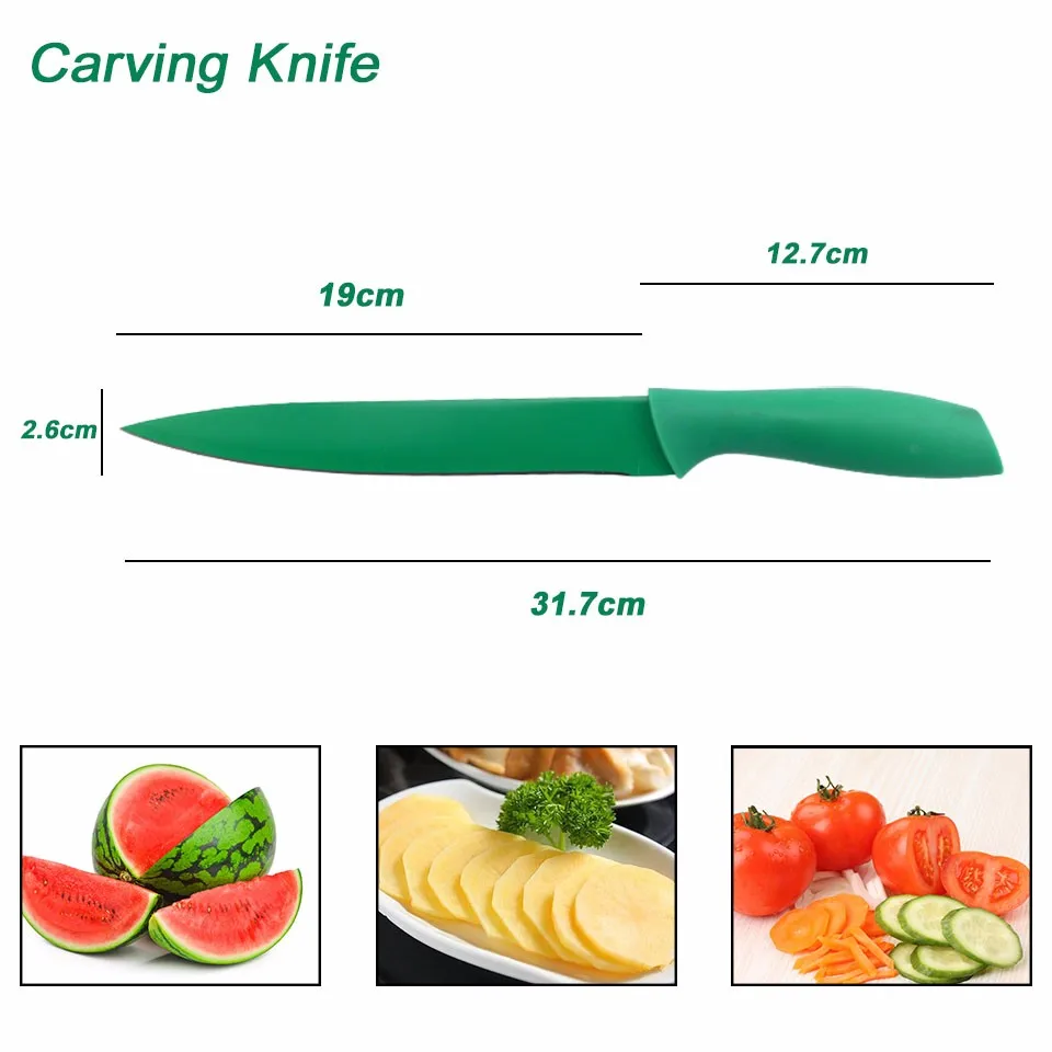 FINDKING Красочные 6 шт. в одном наборе кухонные инструменты антипригарный набор ножей из нержавеющей стали кухонный нож шеф-повара для хлеба Фруктовый Набор Ножей