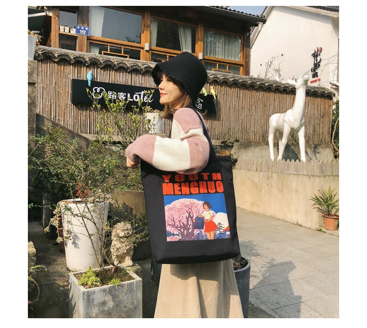 2018 Autumn & Winter Women Canvas Shoulder Bag Printed Ladies Vintage Handbag Totes Female Shopping Bags Beach Bag Women Handbag_19