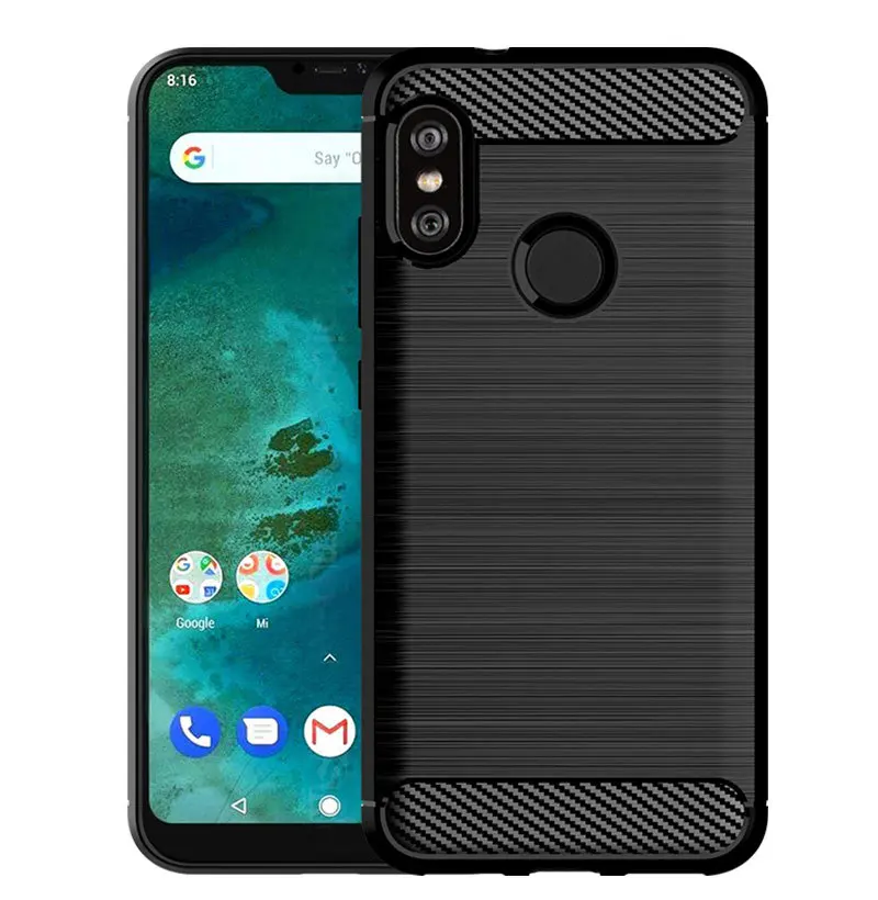 

for xiaomi mi a2 lite mobile Brushed Finish Solid Color Dirt-resistant Anti-knock back cover Soft Carbon fiber case