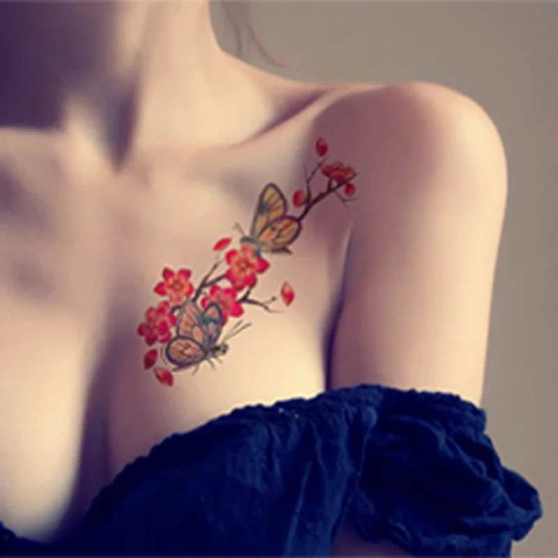 1 шт. 40 моделей 3D вишневые цветы розы большие цветы водонепроницаемые Временные татуировки для женщин флэш тату руки тату наклейки на плечо