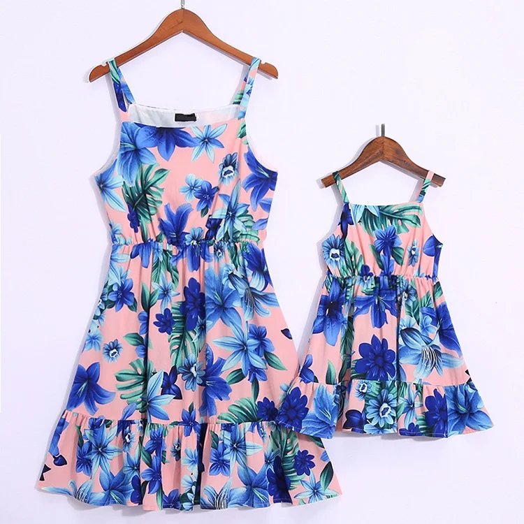 

tank mother daughter dresses family look mommy and me matching clothes outfits floral print mom mum and baby girl dress clothing