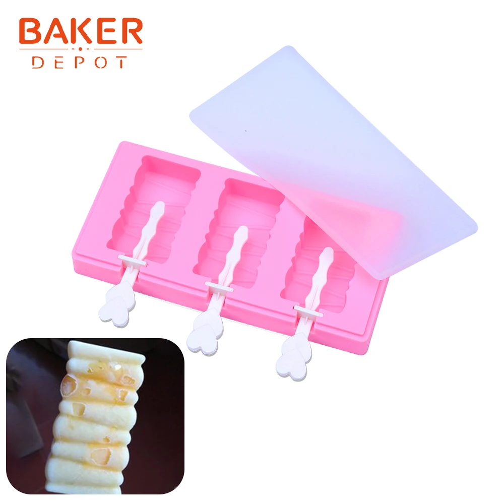 

BAKER DEPOT Silicone ice cream Mold frozen ice cube tray DIY chocolate candy molds ice lolly Popsicle Maker