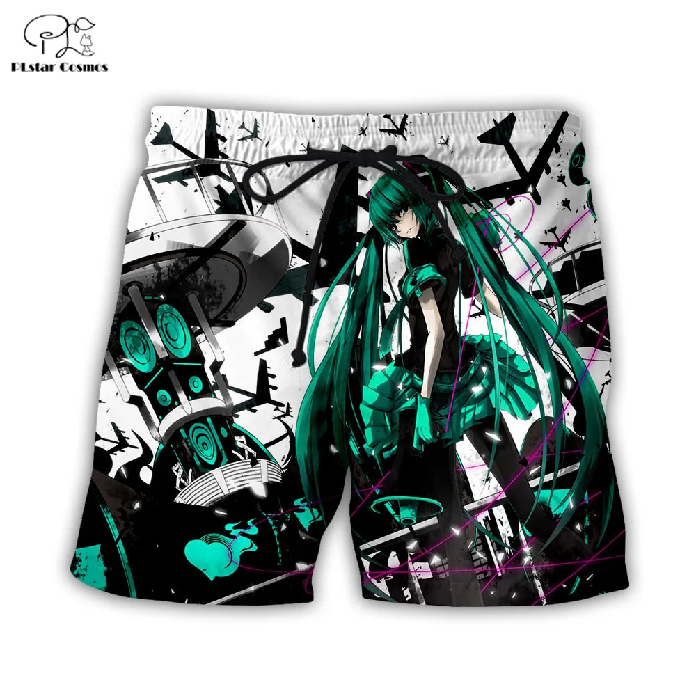 

PLstar Cosmos Hatsune Miku 3d Printed Shorts for Men Women Summer Beach Shorts Cool Short Trousers Comfortable Streetwear Unisex