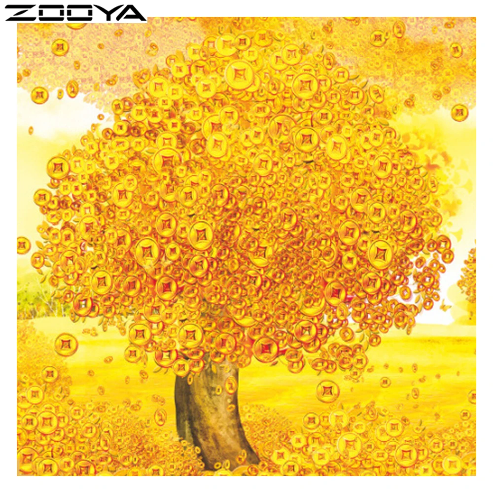 

DIY Diamond Painting Cross Stitch Landscape Money Tree Diamond Embroidery Painting Needlework Rhinestone Crafts Picture RF345