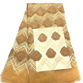 

Best African Lace Fabric Golden Nigerian French Lace Fabric 2018 High Quality African Tulle Lace Fabric A1367-1