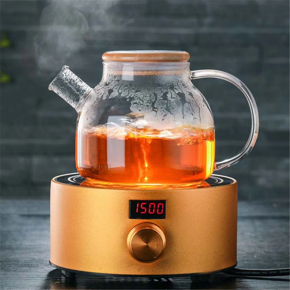 1000ml/1800ml Large Capacity Drinkware Glass Teapot Flower Tea Pot Kettle With Bamboo Lid Water Tea Pot High Quality