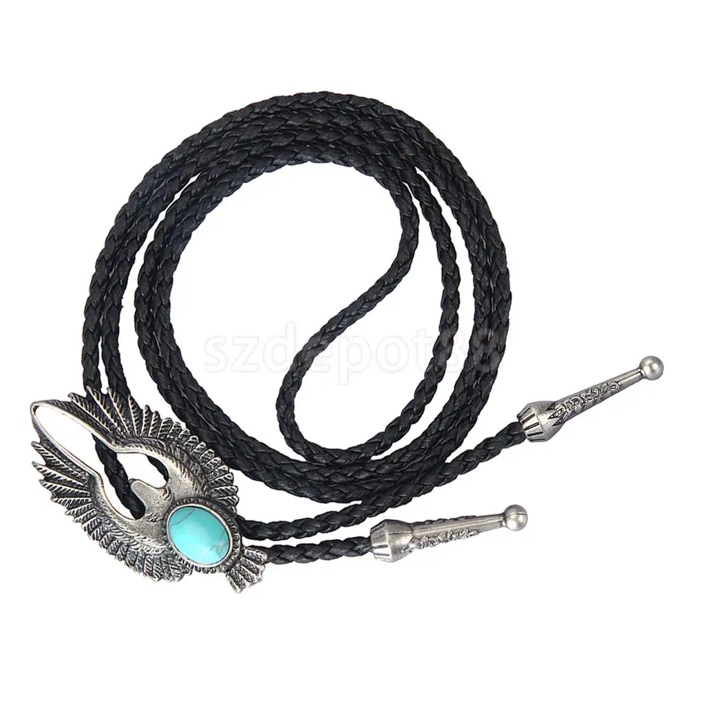 Vintage Alloy Eagle Shape Western Cowboy Bolo Tie Necktie Ancient silver  