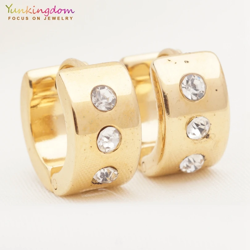 Женские маленькие серьги кольца Yunkingdom золотистые из нержавеющей стали с