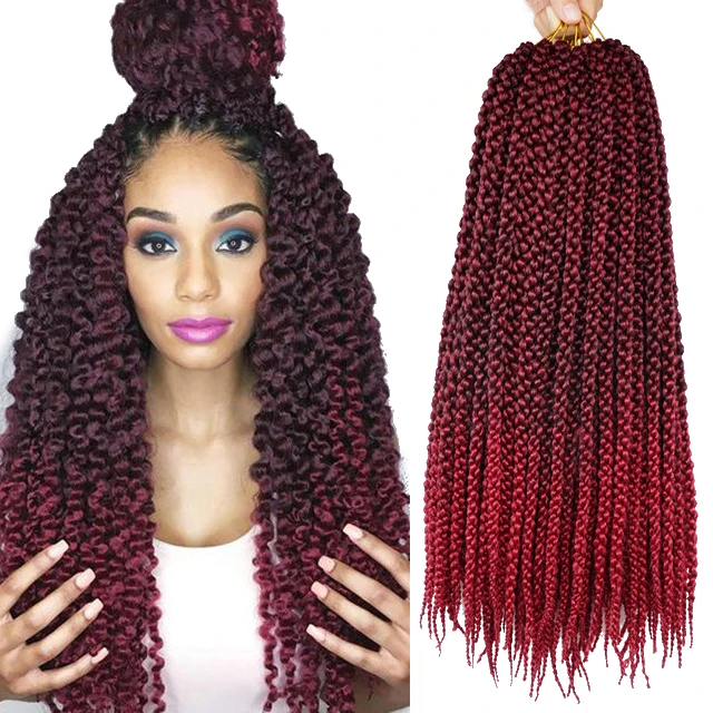 18inch 3D Cubic Twist Crochet Braids Hair Extensions 12Roots Ombre Crochet Hair Braiding 100g Black African Crotchet Hairstyles