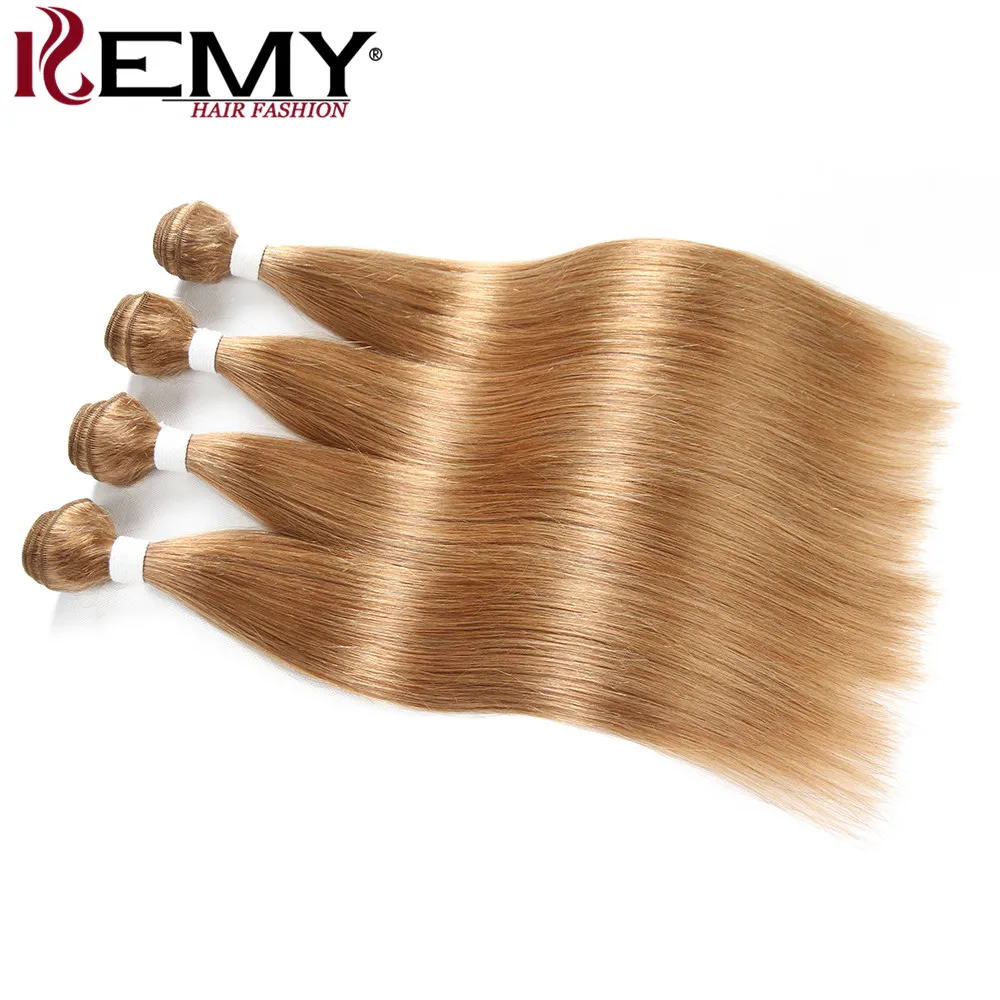 Светло-коричневый пучки волос 27 # kemy Hair предварительно Цветной бразильский Прямо человеческих пучки волос плетение-Волосы remy расширение