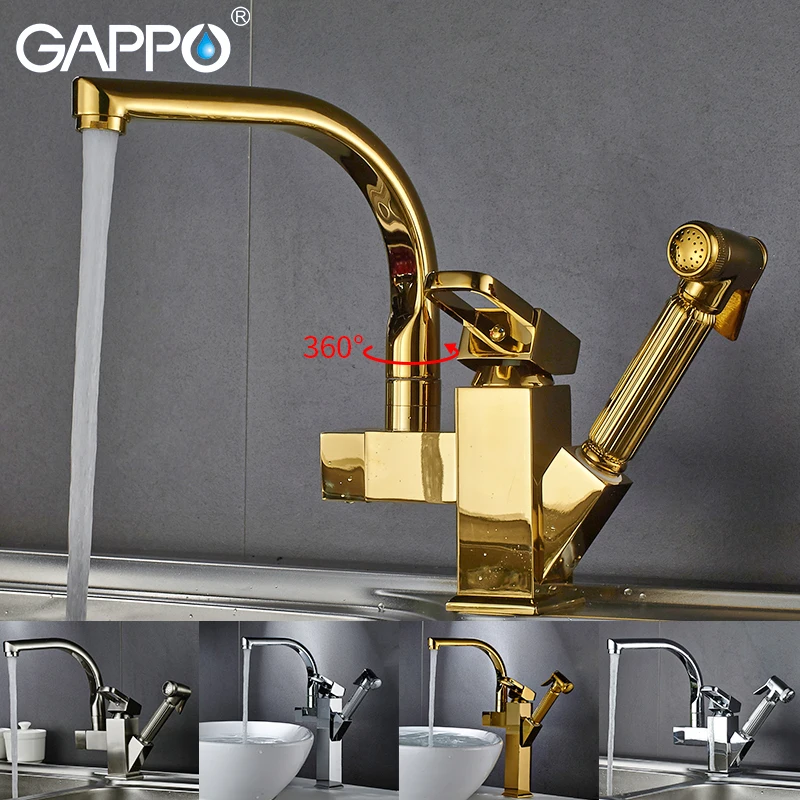Gappo для кухни вращающийся Черный Кухня Раковины воды смеситель кухня вытащить воды смесители бортике armatur