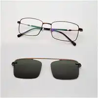 Thin Frame wire Glasses Men Square Golden Magnets Polarizing Sunglasses Ultra-light Silver Glasses Frames Retro Brown Glasses