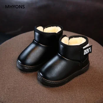 

2019 New Children Shoes PU Leather Waterproof Martin Boots Kids Snow Boots Girls Boys Winter Warm Rubber Boots Fashion Sneakers