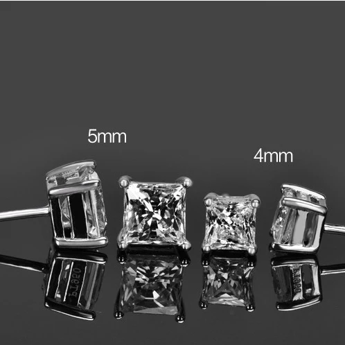 

Plated white gold earrings square zircon