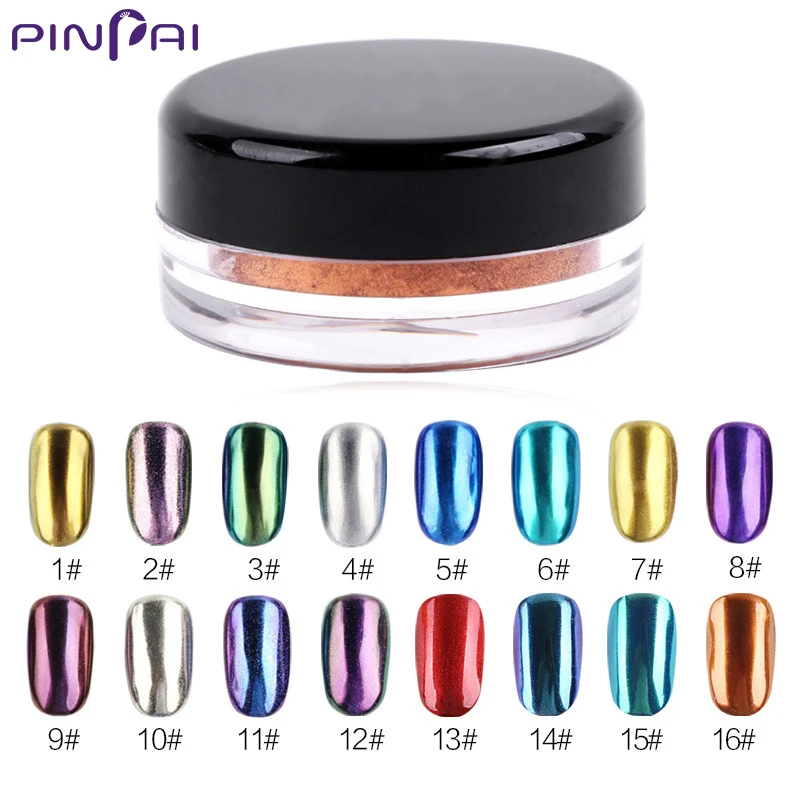 

Nail Art 1g Glitter Mirror Effect Powder 16 Colors 1PC For UV GEL Acrylic Powder Electroplating for Manicure DIY Salon PinPai