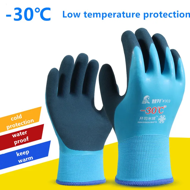 US $5.52 30 Degrees Fishing Coldproof Thermal Work Gloves Cold Storage Antifreeze Unisex Wear Windproof L