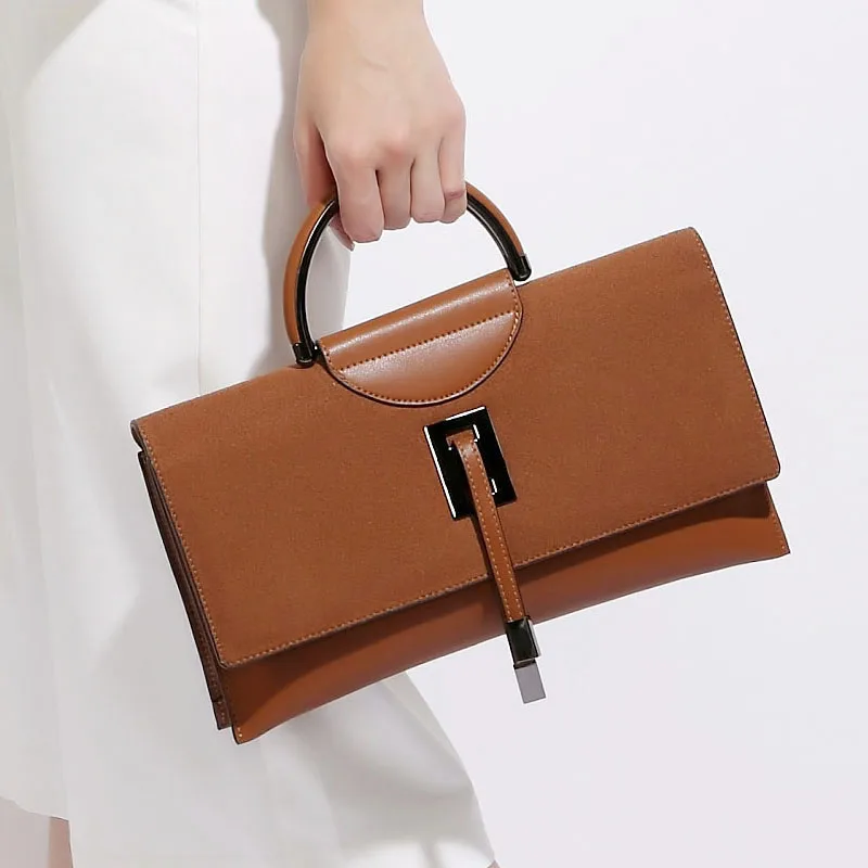 

Vintage Solid Color Handbag Split Leather Zipper Hasp Fashion Top-handle Bags Women Party Shoulder Crossbody Bag Birthday Gifts