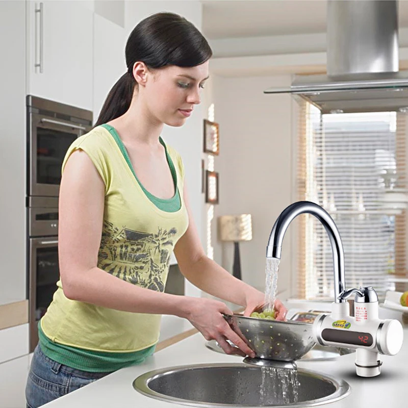 3000W Instant Electric Water Heater Faucet Kitchen Tap Hot Water Heating Cold Faucet Tankless Instantaneous Water Heater EU Plug (5)