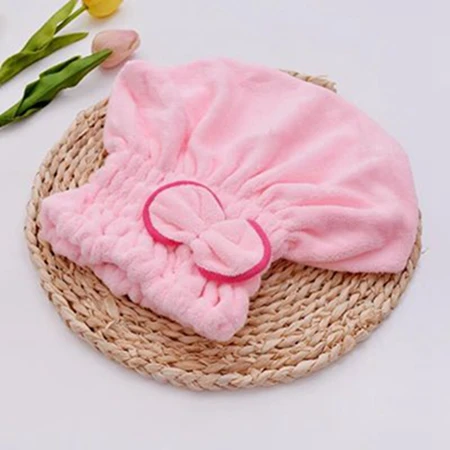1 шт. домашняя шапочка для душа женская шляпа ванная комната сауна Супер Абсорбирующая мягкая Baotou полотенце крышка s дамы дети лук защита волос крышка - Цвет: Pink