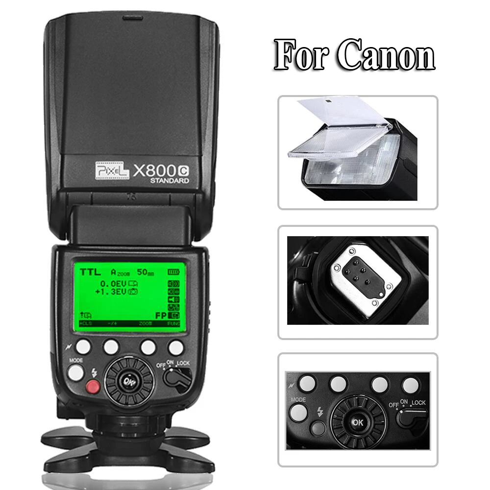 

Pixel X800C PRO Speedlite E-TTL FSK 2.4GHz Wireless HSS High Speed Sync Flash Speedlight For Canon DSLR Cameras Vs YN600EX-RT II
