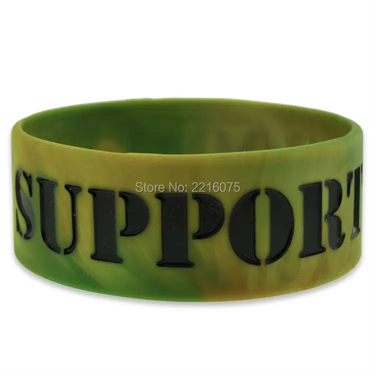 300pcs one inch Support Our Troops Military Camo Wide wristband