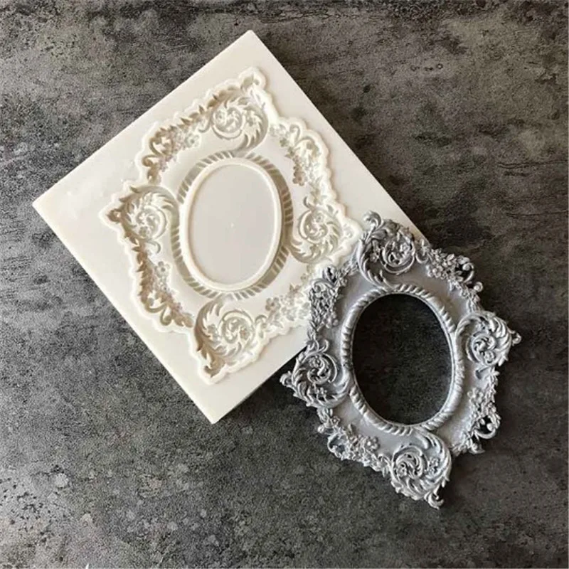

Frame Retro Border Hollow Relief Photo Frame Silicone Mold Cake Fondant Chocolate Molds DIY Gumpaste Decorating Tools # M203