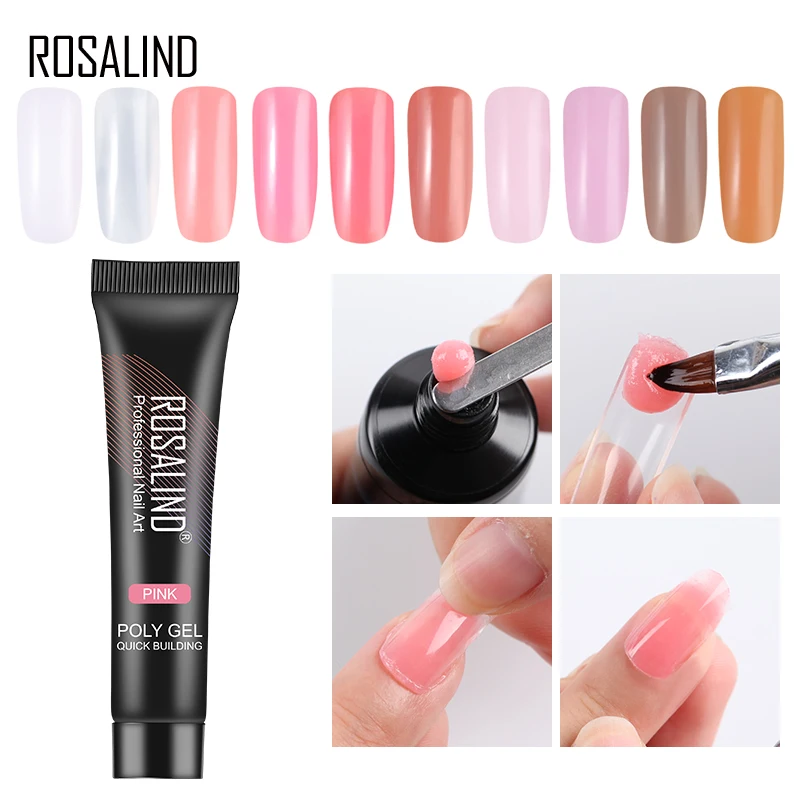 

ROSALIND 15ml Poly Gel Varnish Set For Nail Extension UV LED Builder Gel Nail Polish Design Manicure Base Top Coat Nail Art
