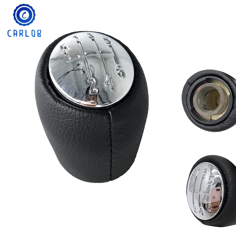 

Carlob 6 Speed Car Auto Leather Gear Knob Gear Stick Handball Head Button Chrome Cap For Renault Laguna II 2 Mk2 2001-2007