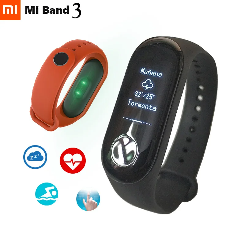 Оригинальный Смарт браслет Xiaomi Mi Band 3 фитнес OLED с отображением времени и