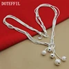 DOTEFFIL 925 Sterling Silver Five Snake Chain Frosted Smooth Bead Ball Necklace For Women Wedding Engagement Fashion Jewelry ► Photo 3/6