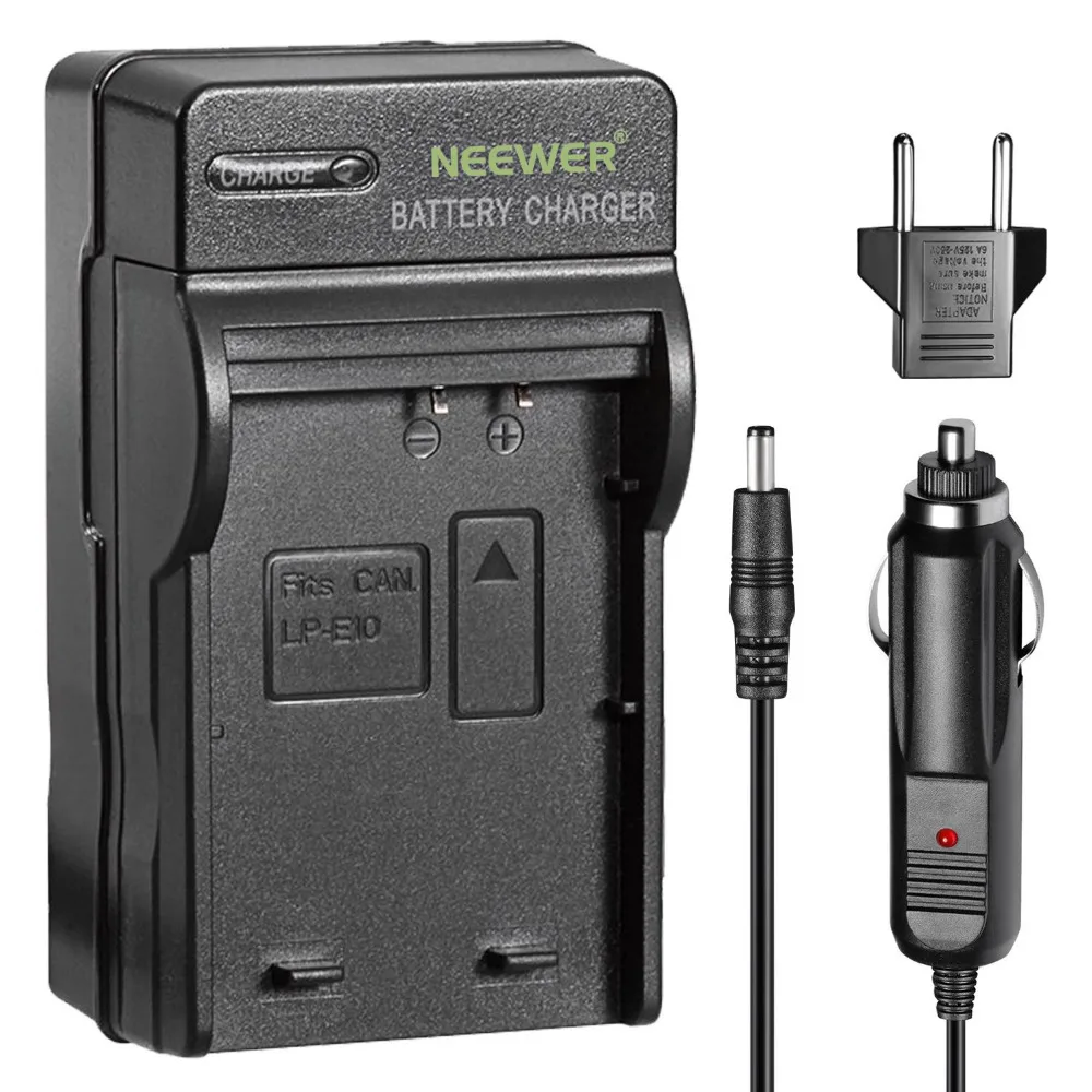 Neewer LED Battery Charger for Canon LP E10+US+EU Plug+Car Charger For
