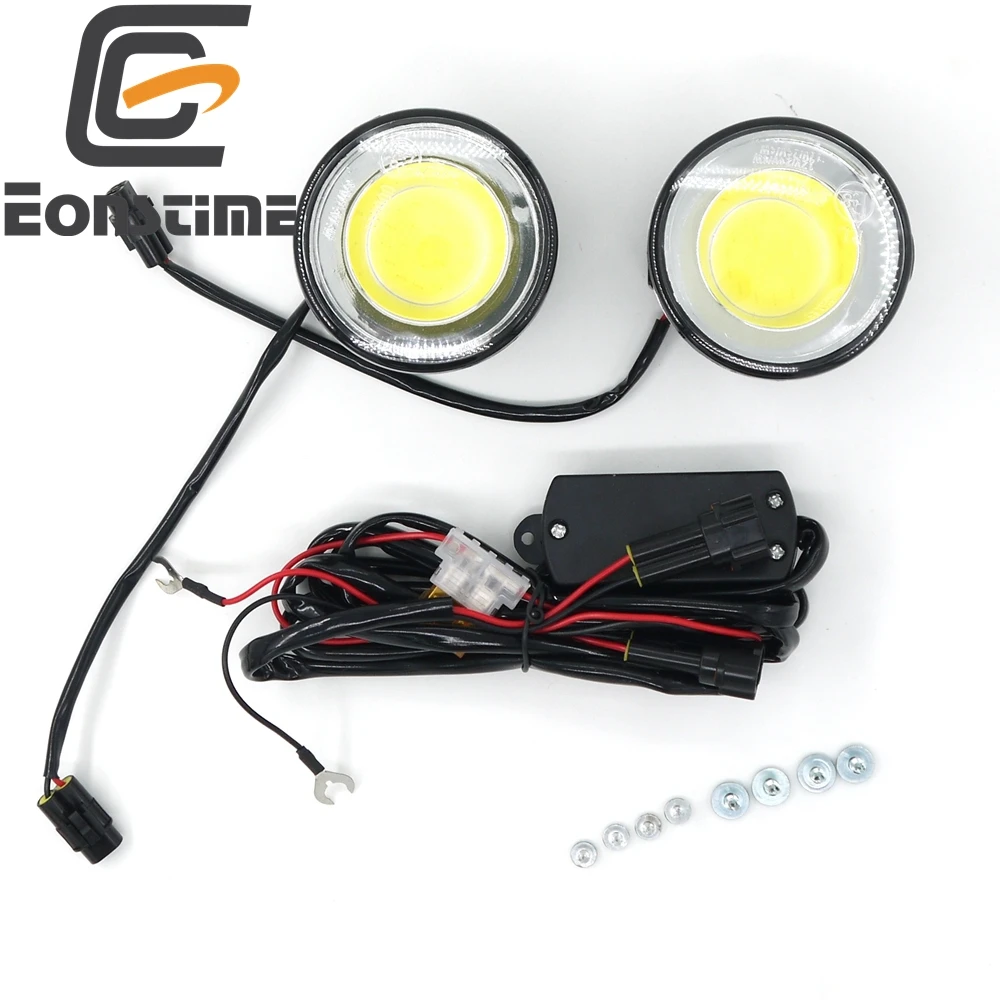 Eonstime 12V 24V 2pcs Ultra Bright Round 8W COB LED Eagle Eye Car Fog DRL Daytime