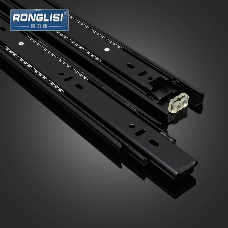 Thick Cabinet Drawer Track Three Rail Row Ball Bearing Linear