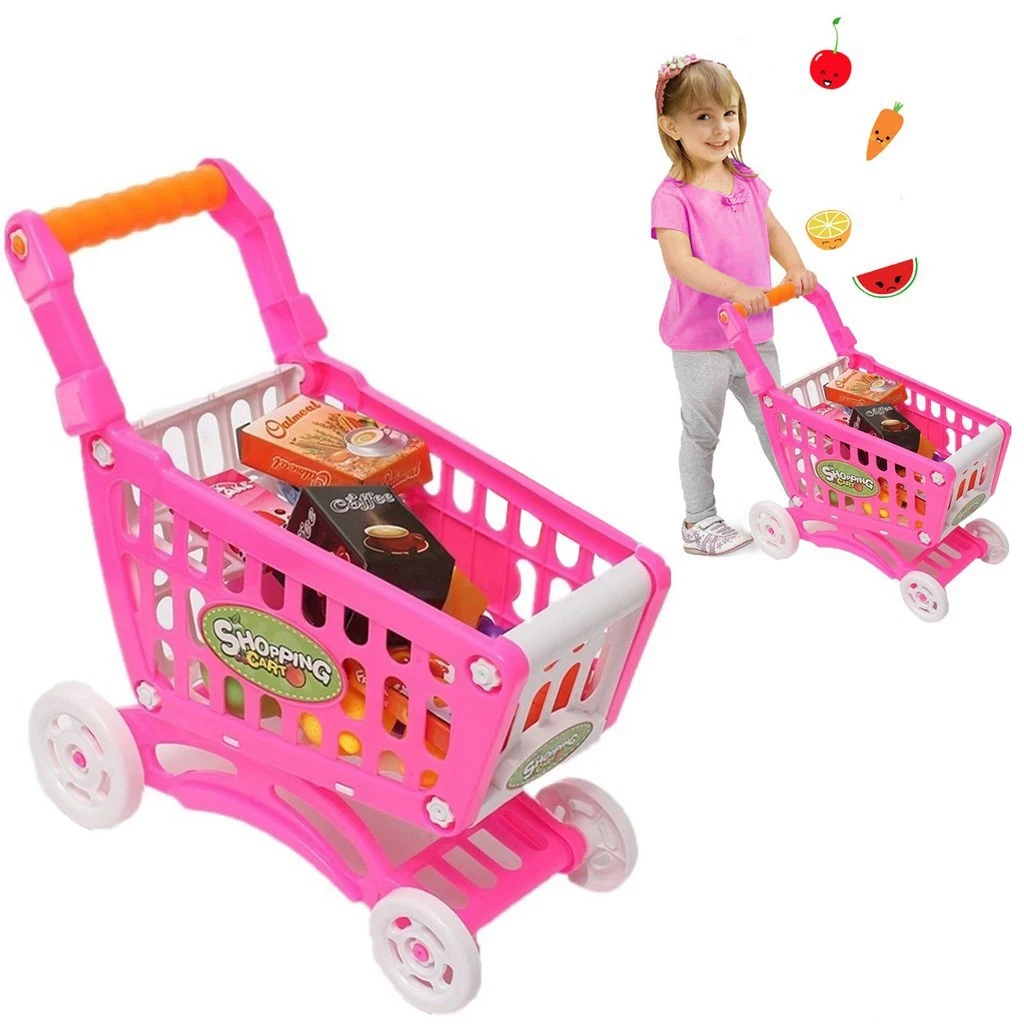 1 компл. Дети Моделирование супермаркет корзина для покупок мини тележка с фруктами овощами