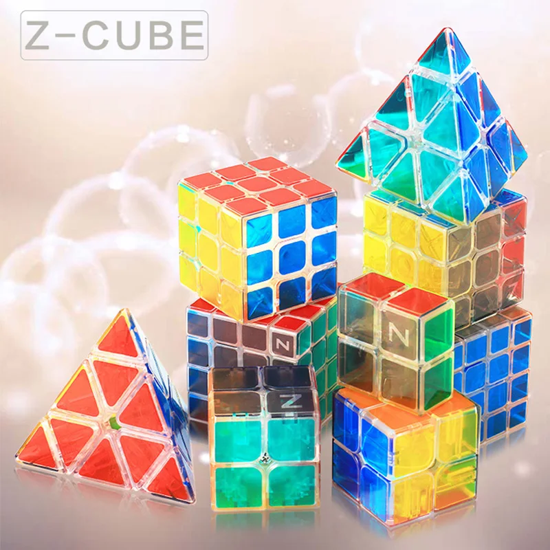 

Z-cube New Transparent Speed Magic Cube 3x3x3 Stickerless Cube Puzzle Pyramid 2x2x2 Lucency Toy for Kids