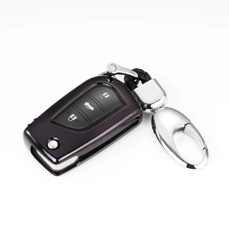 Мягкий ТПУ Автомобильный Брелок чехол для ключей защита для Toyota Auris Corolla Avensis Verse Yaris Aygo Scion TC IM, Анти-осень - Название цвета: A-black-keychain